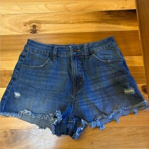Rewash Blue Frayed Hem Jean Shorts